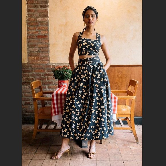 Rachel Antonoff Dresses & Skirts - Vinita Pasta Print Pleated Skirt with Pockets